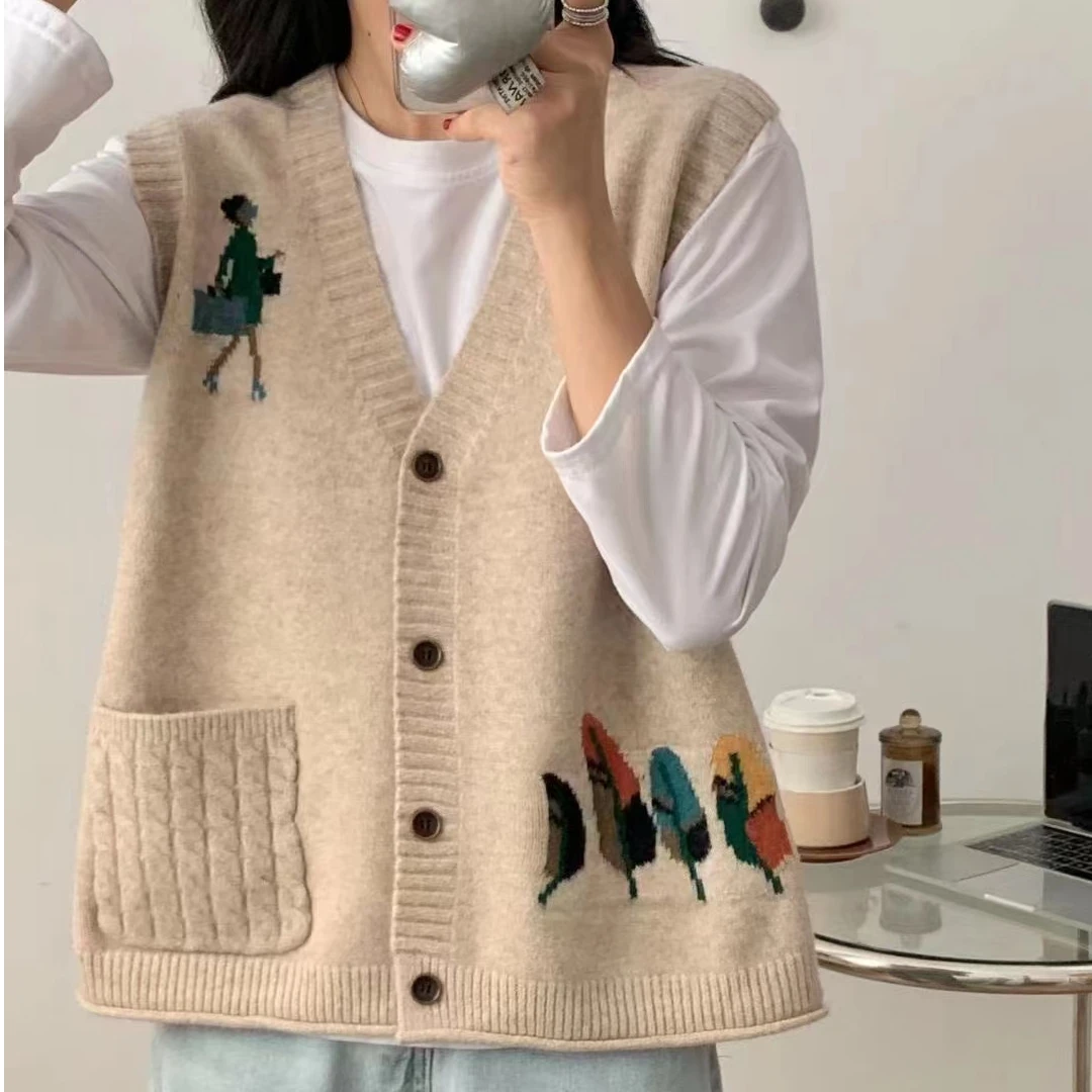 2025秋装女士开衫毛衣针织马甲女新款背心马夹衬衫叠穿春秋季坎肩