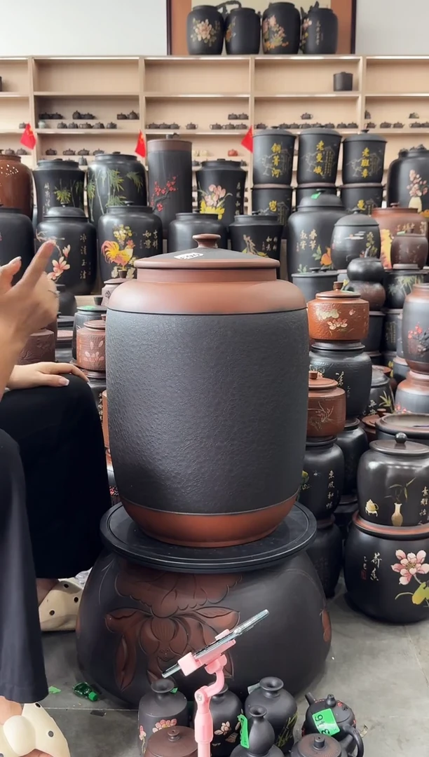 罐完品 皮革纹三号茶缸高52cm  韩  063