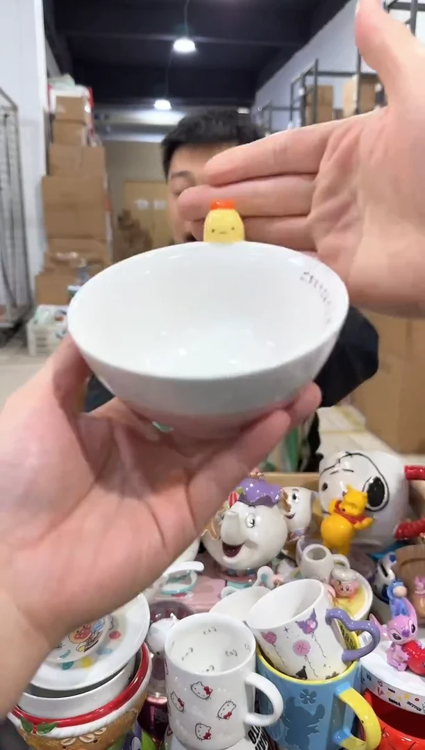 瓷片炸虾公仔碗 瑕疵不退换