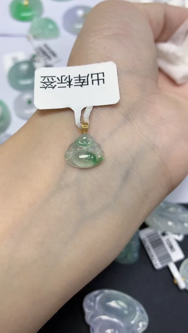 翡翠18K金镶嵌颈饰天然缅甸翡翠A货百元以上9元证书费自理