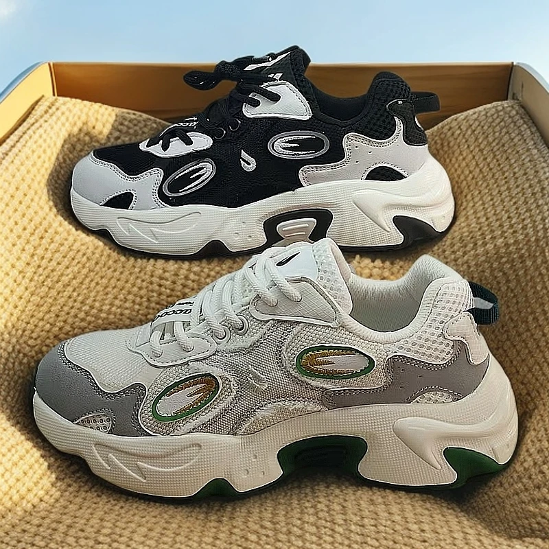 竞界男女同款潮鞋时尚运动鞋学生鞋超轻底透气网面老爹鞋厚底防臭