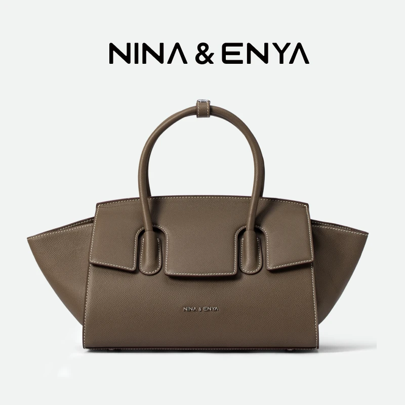 【曾黎同款】NINA&ENYA妮娜恩雅大眼包中号真皮大容量通勤轻奢女包
