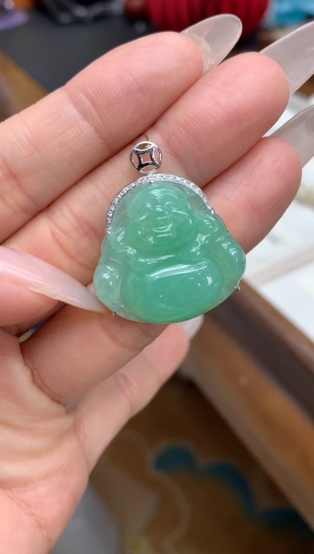 【闪购商品】翡翠颈饰18K金镶嵌佛公