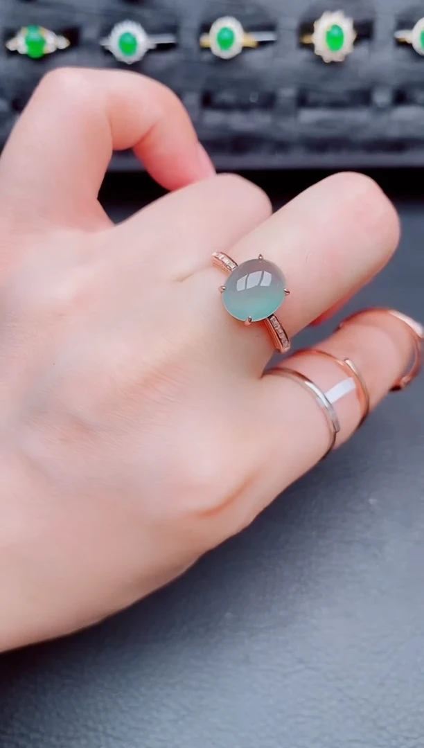 翡翠戒指银S925镶嵌天然a货翡翠14