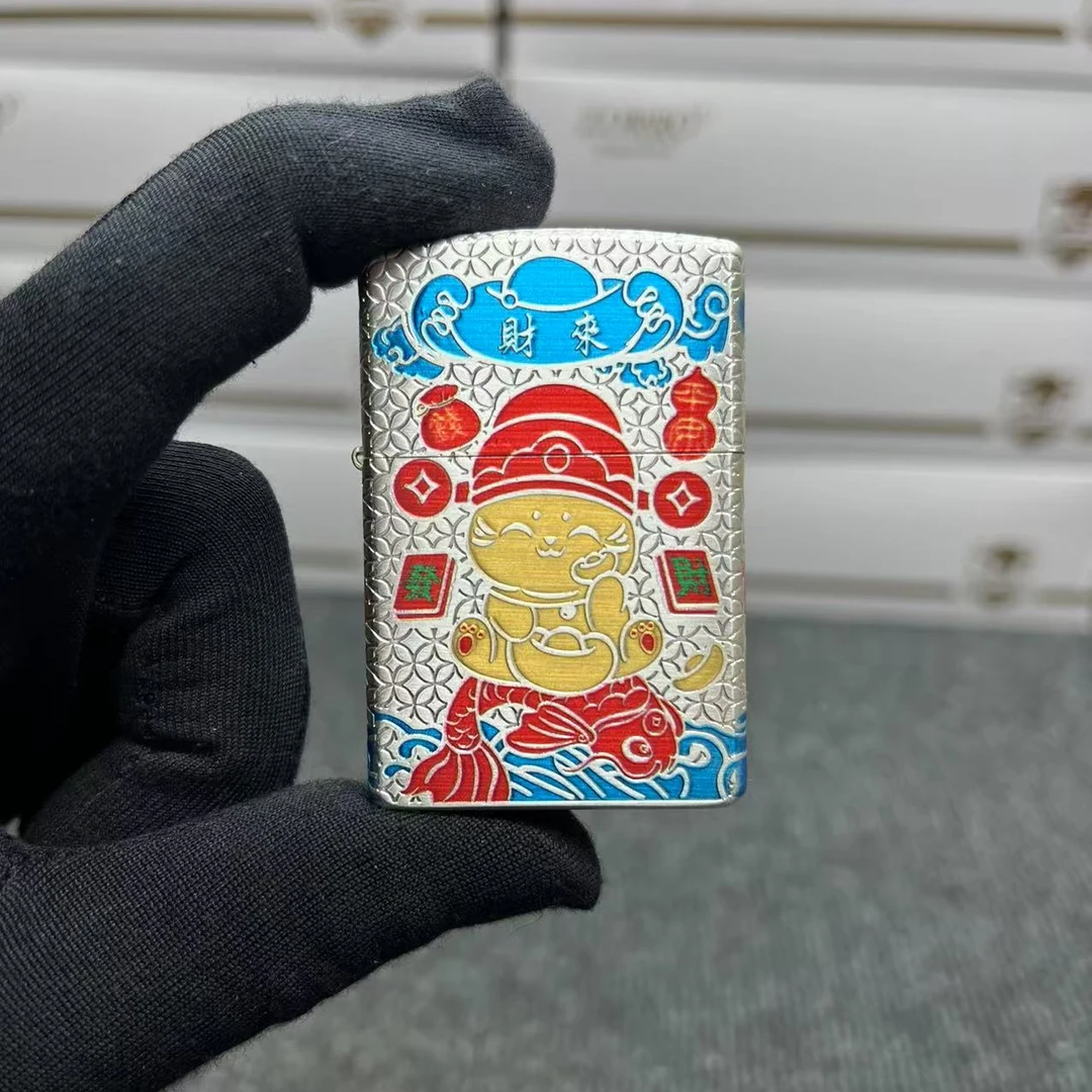ZORRO二代包银来财顺财神银色防风煤油打火机Z2-1111
