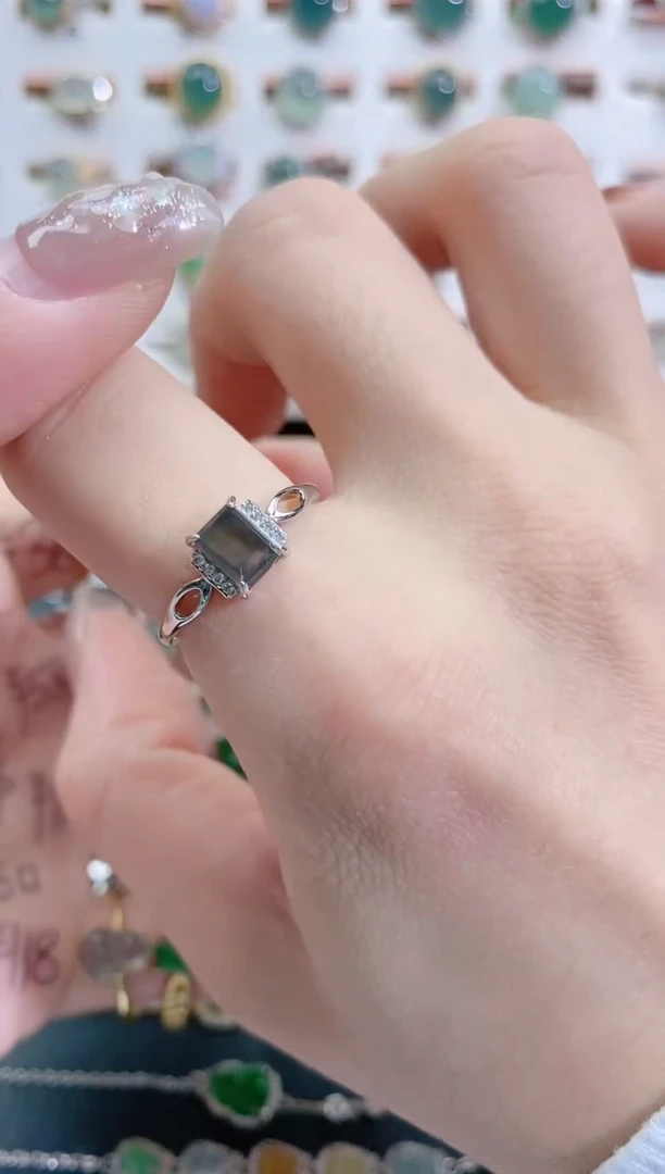 银S925镶嵌戒指翡翠天然翡翠