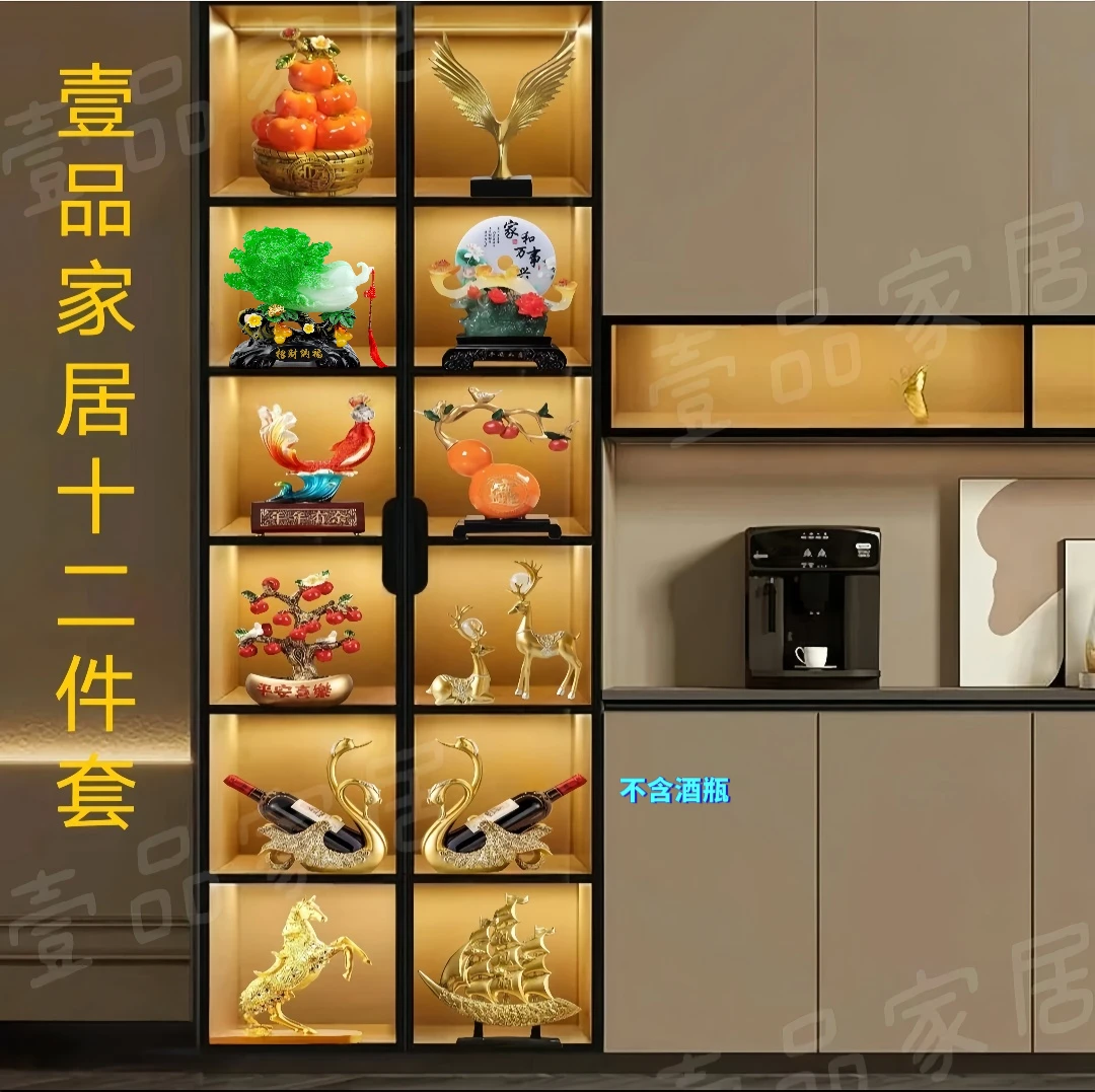 【精品】豪华6层12格大套装家居双开门酒柜玻璃餐边柜电视柜装饰品
