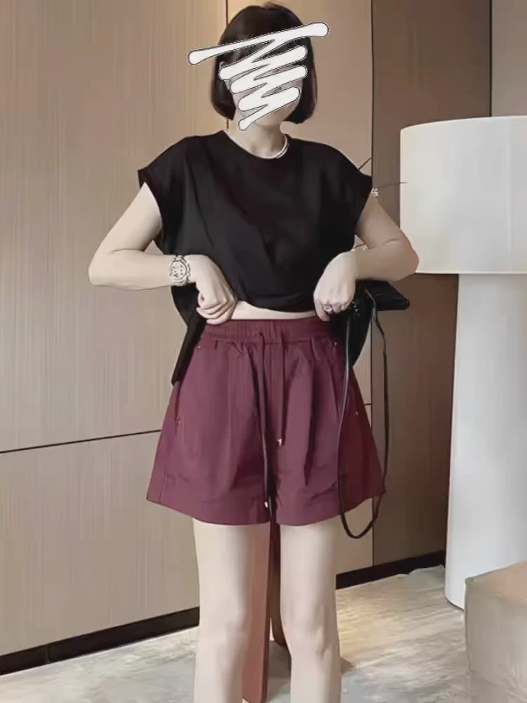 韩版时尚百搭阔腿直筒a字短裤女2025夏季新款遮胯显瘦休闲短裤