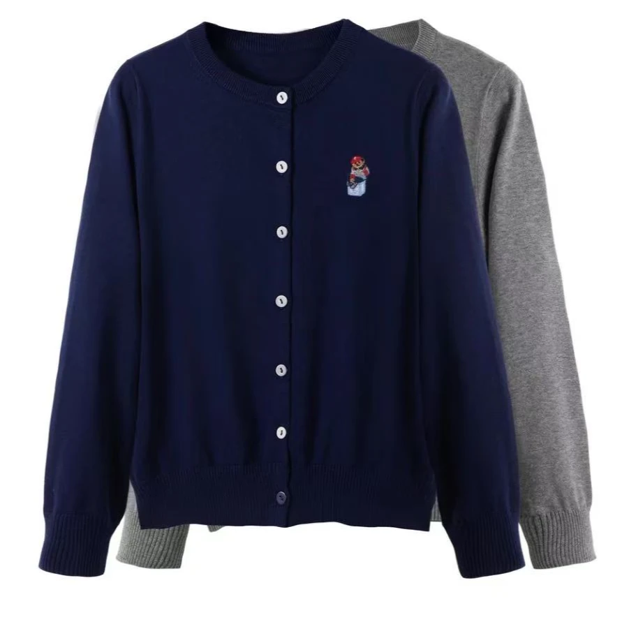 LIDOU25秋季针织开衫春秋女士圆领毛衣外套薄款针织衫016