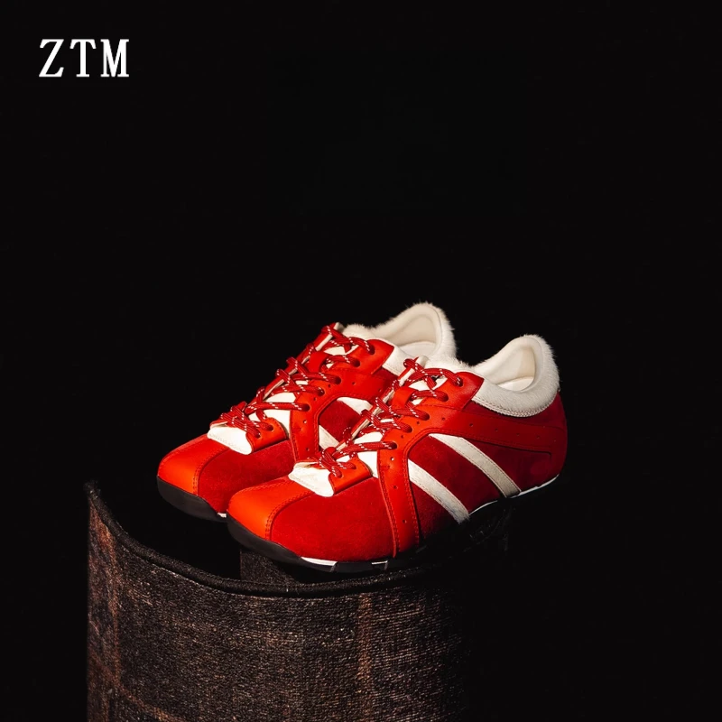 港风红色内增高德训鞋女2025夏季新款透气防滑时尚厚底运动休闲鞋