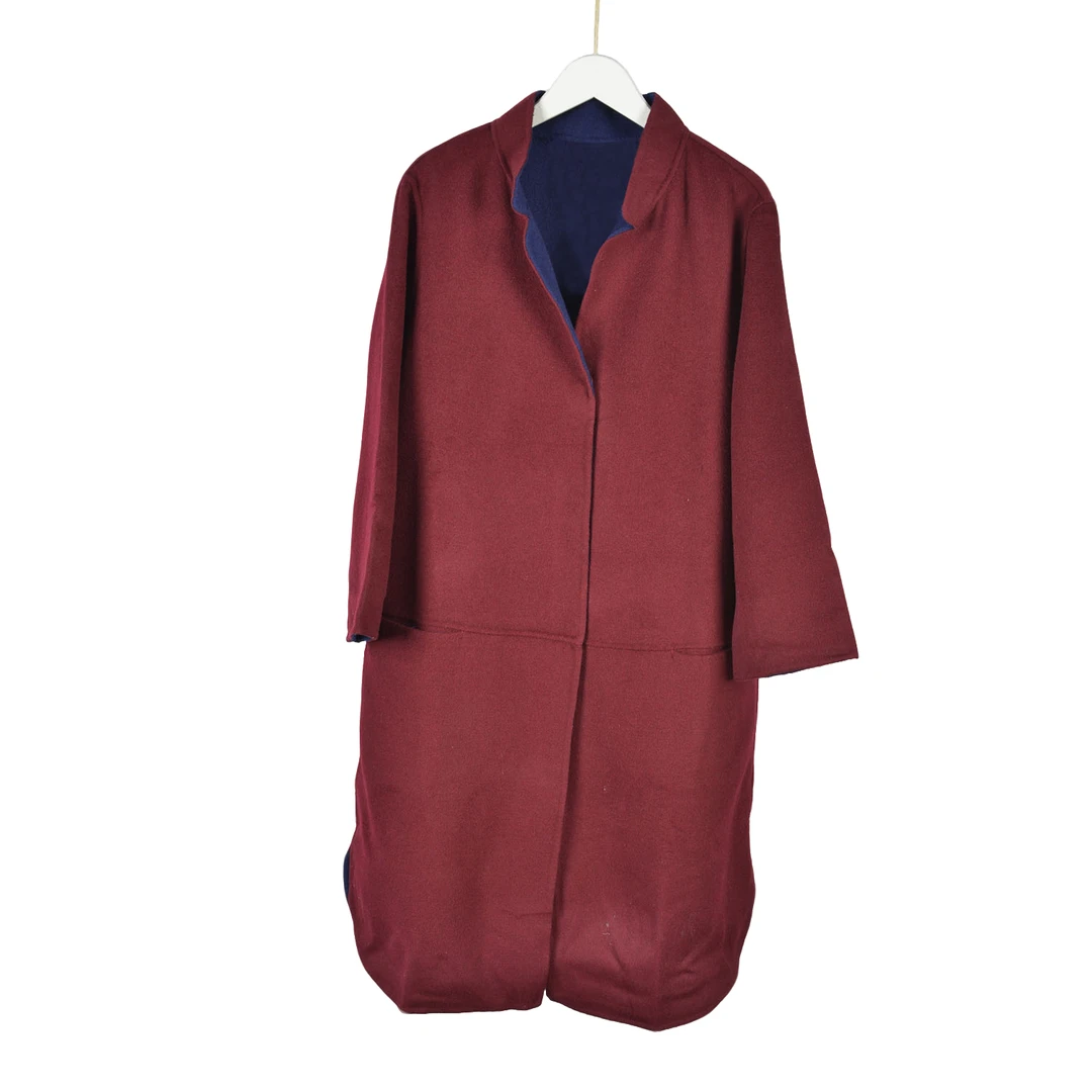 GPD4【专柜捡漏】女装SLDEC-大衣3465-酒红色撞蓝色