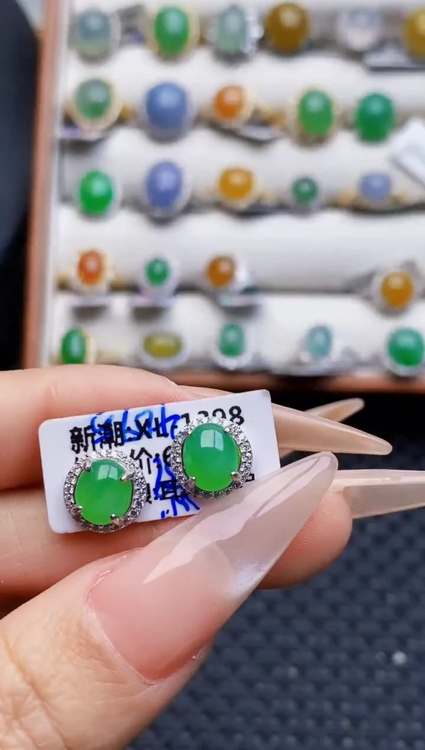 银S925镶嵌戒指翡翠0597