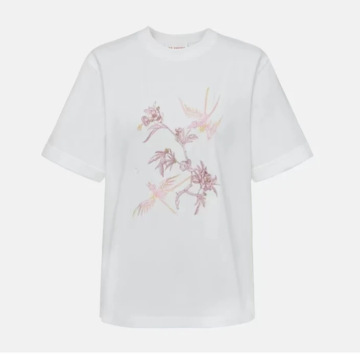 GXO春季新款女装 EP刺绣舒适长绒棉圆领短袖t恤上衣SY0048