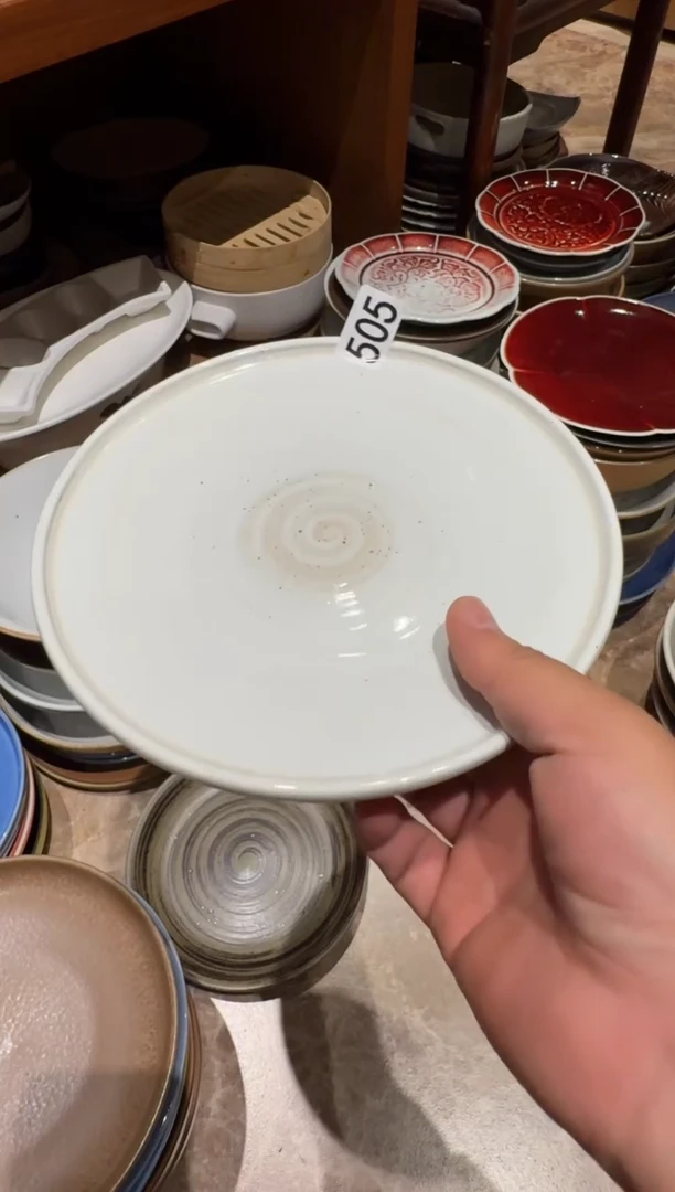 瓷505 微瑕白麻点立边盘1个