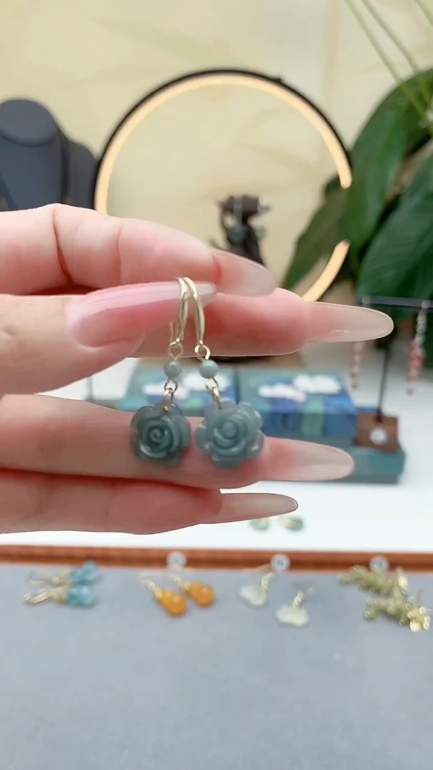 未镶嵌翡翠耳饰00翡翠花朵