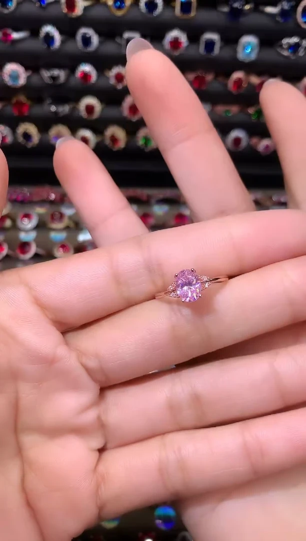 【闪购商品】蓝宝石戒指银S925镶嵌68玫瑰金