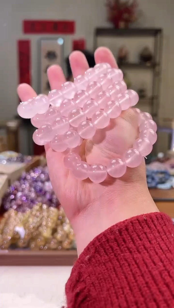 【闪购商品】芙蓉石手串未镶嵌13+mm粉水手串（多样性发其一）