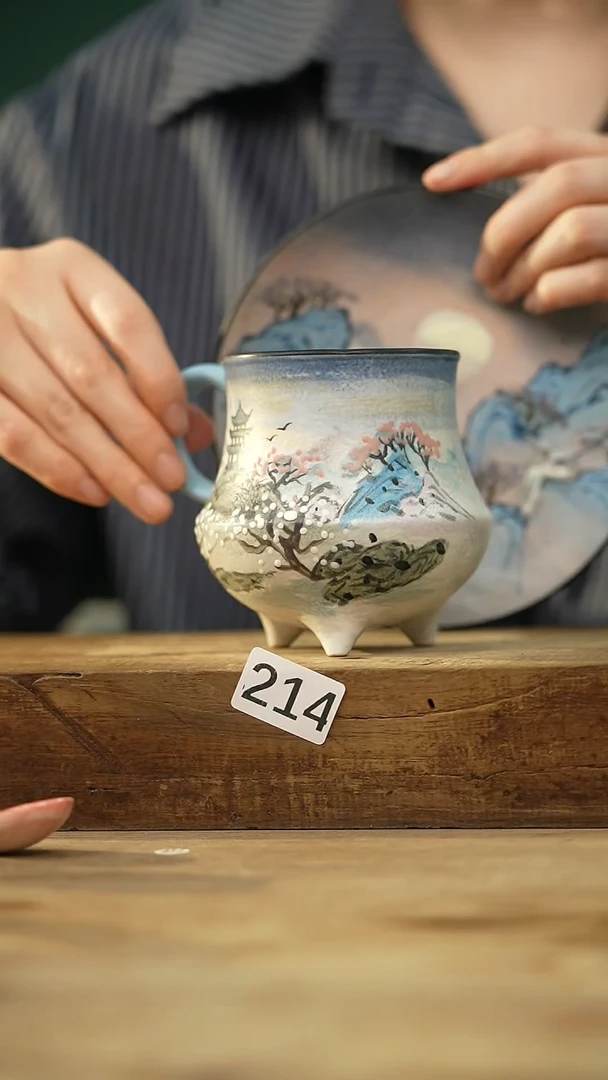 瓷片设计师手作款 手绘油画风卡通系列 秋与歌