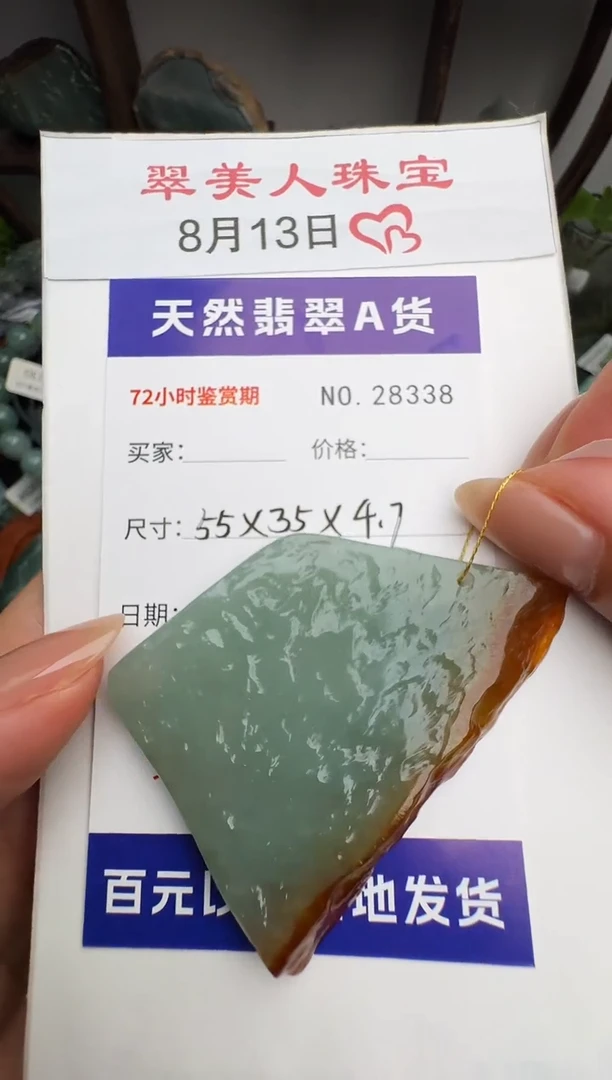 翡翠未镶嵌颈饰原石28338