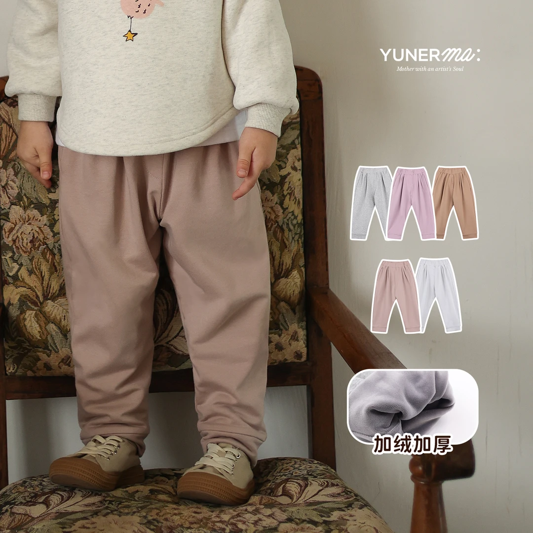 允儿妈女童秋冬新款百搭加绒休闲运动裤宝宝儿童冬季加厚卫裤裤子