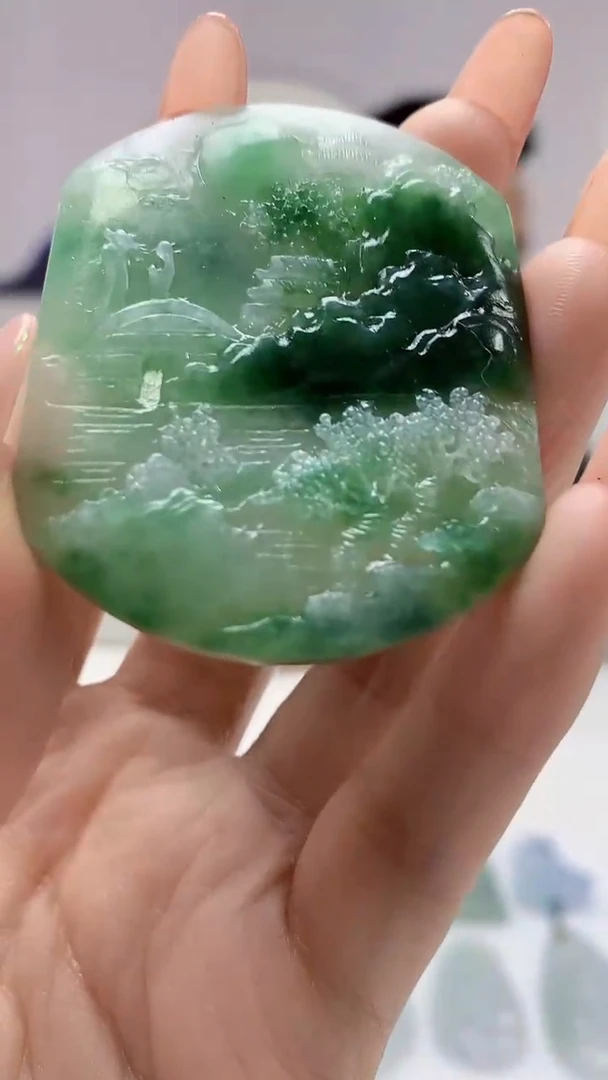 【闪购商品】定制翡翠未镶嵌3916DD-毛货挂件107