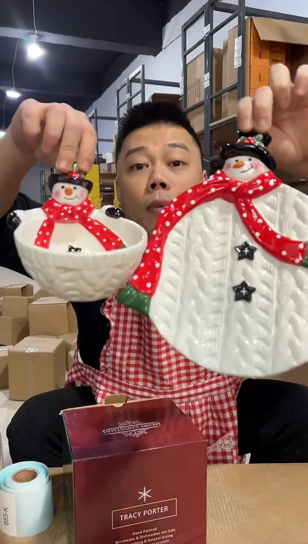 【闪购商品】杯原盒雪人碗加特雷西原盒雪人盘子2件套