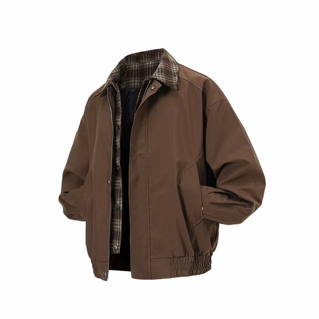 棕色美拉德短款复古外套男vintage美式底特律工装飞行员夹克春秋