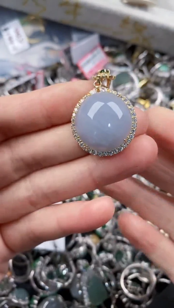 银S925镶嵌戒指翡翠444              8