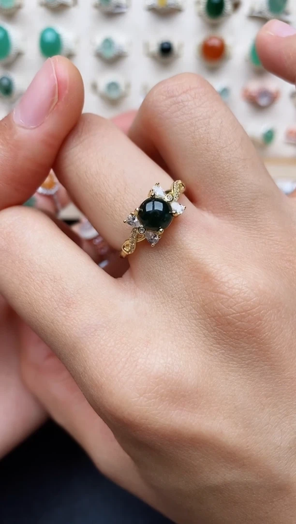 【闪购商品】翡翠戒指银S925镶嵌缅甸翡翠