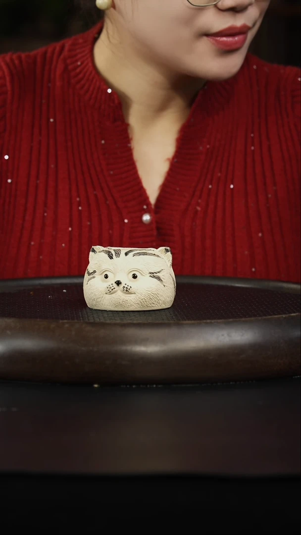 茶壶紫砂4 白玉段 猫咪主人杯