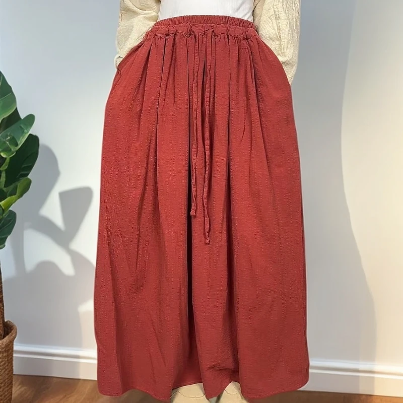 【赢麻原创】棉麻双层时尚百搭半身裙