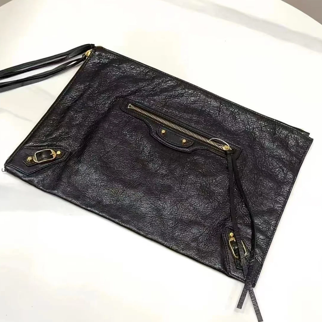 99新 Balenciaga/巴黎世家 黑色机车手拿包