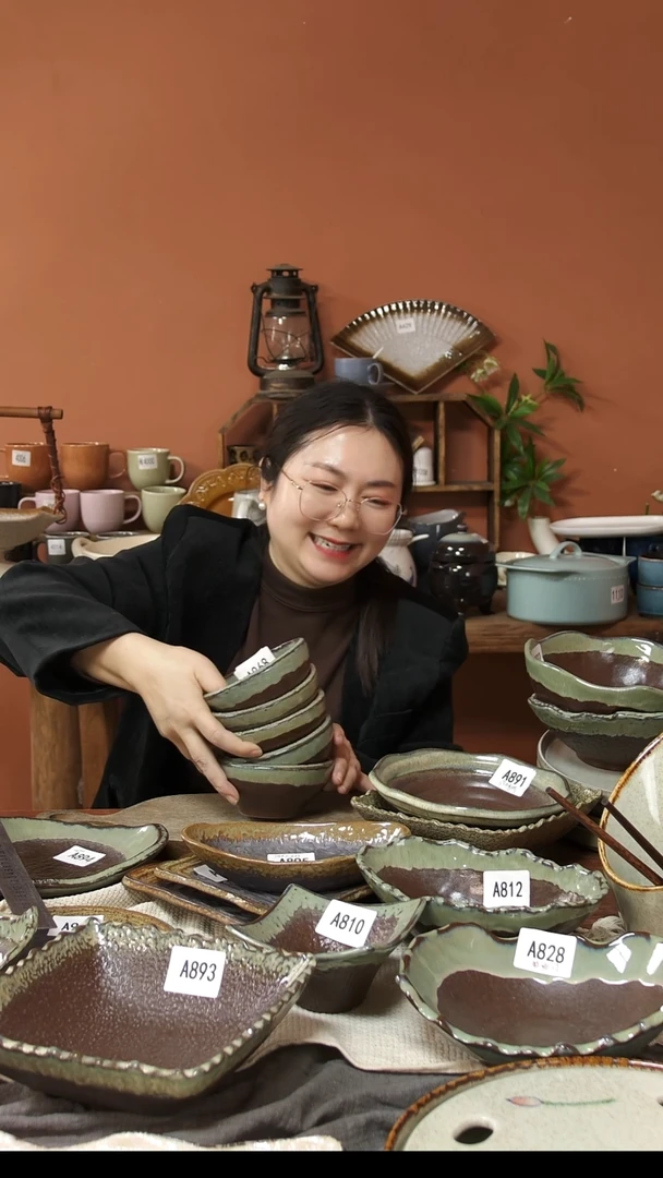 陶瓷刘*A868陶瓷红泥碗（5个）微瑕