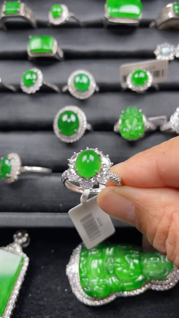 【闪购商品】翡翠戒指银S925镶嵌翡翠