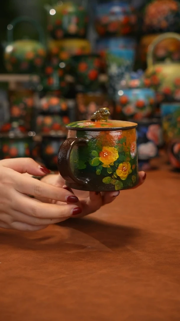 紫砂油画手绘釉下彩