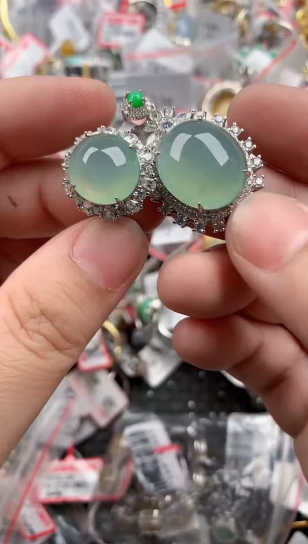 银S925镶嵌戒指翡翠444   2