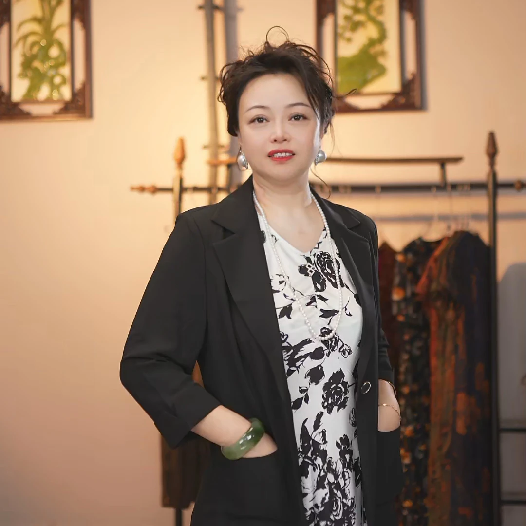 v领玫瑰印花长裙休闲风优雅夏季小清新套装职场通勤女士气质