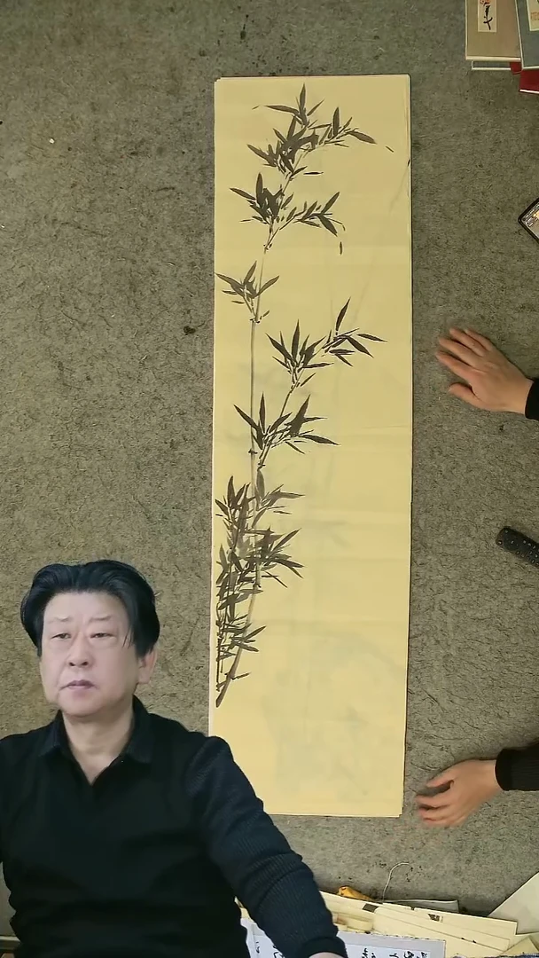 国画 四尺对开  墨竹条屏 34*138cm