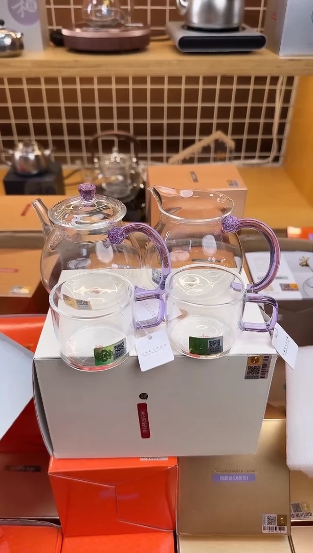 @@禾器晶彩浮莲浅紫色+清莲壶浅紫色+清禾杯子2只