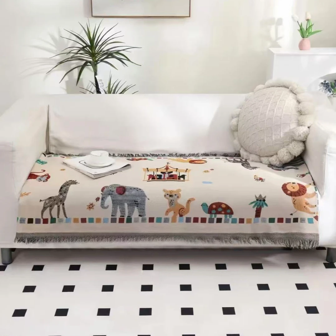 90cmX180cm加大沙发巾--动物乐园
