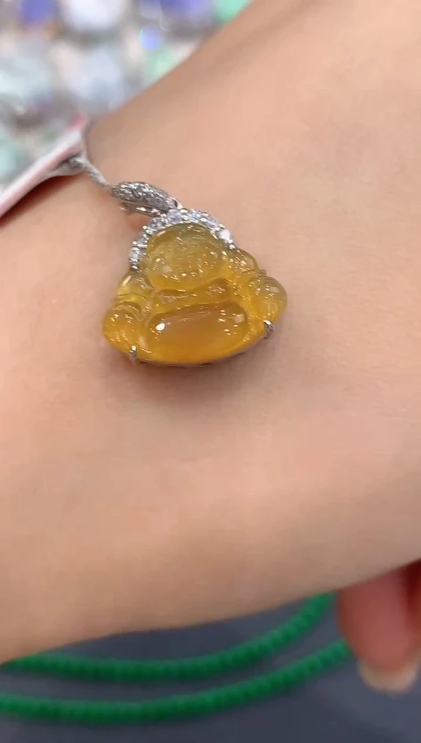 吊坠(不含链)18K金镶嵌翡翠a50