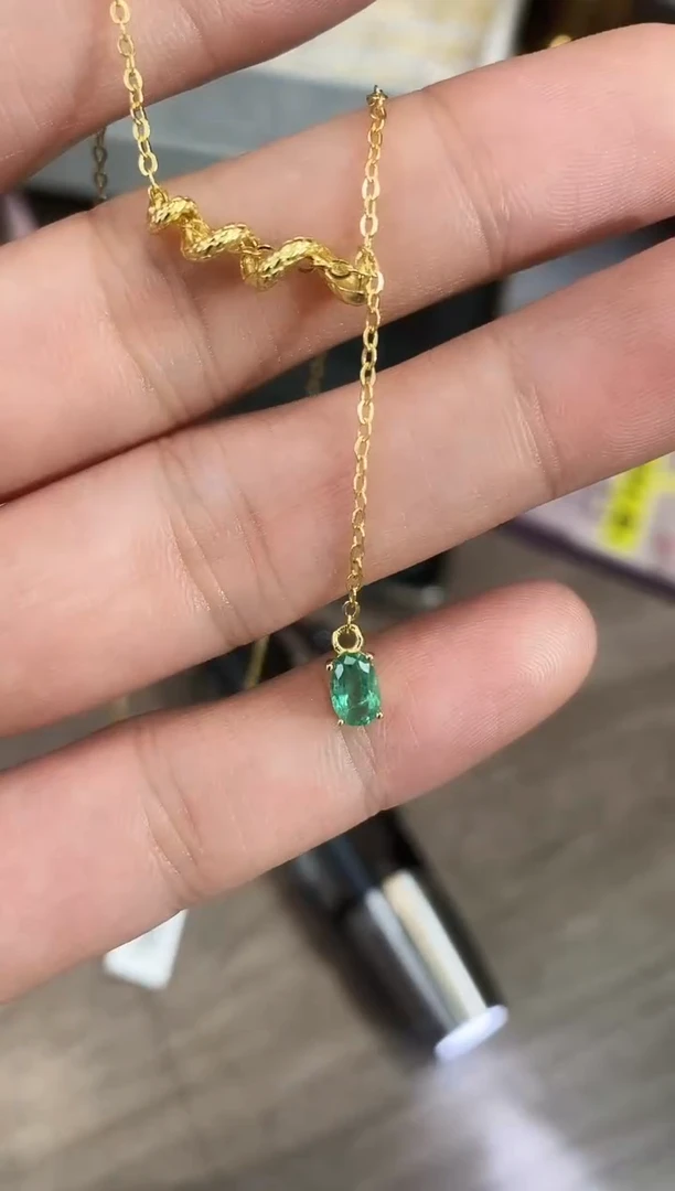 银S925镶嵌项链祖母绿09