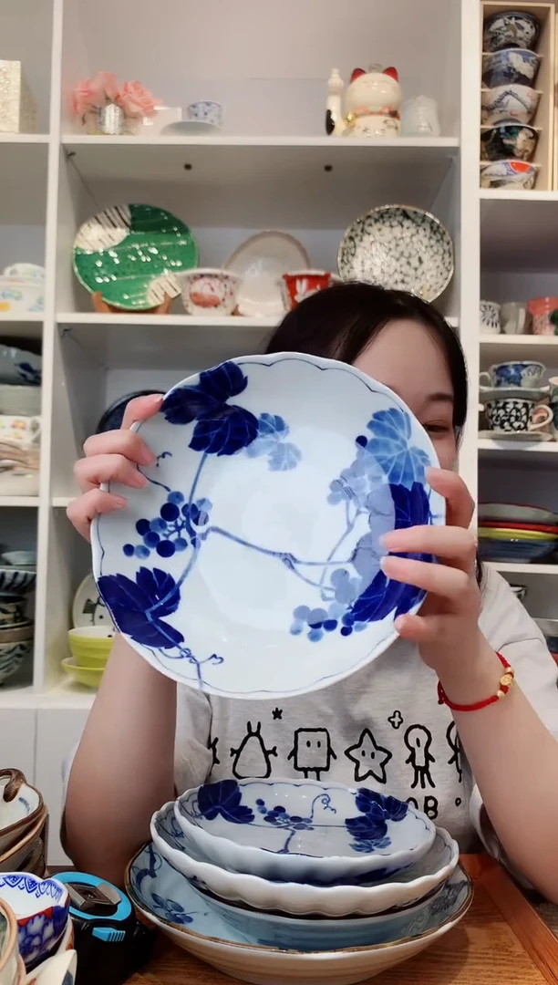 陶瓷美浓烧野葡萄大号盘