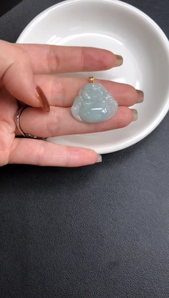 吊坠(不含链)18K金镶嵌翡翠天然缅甸A货翡翠