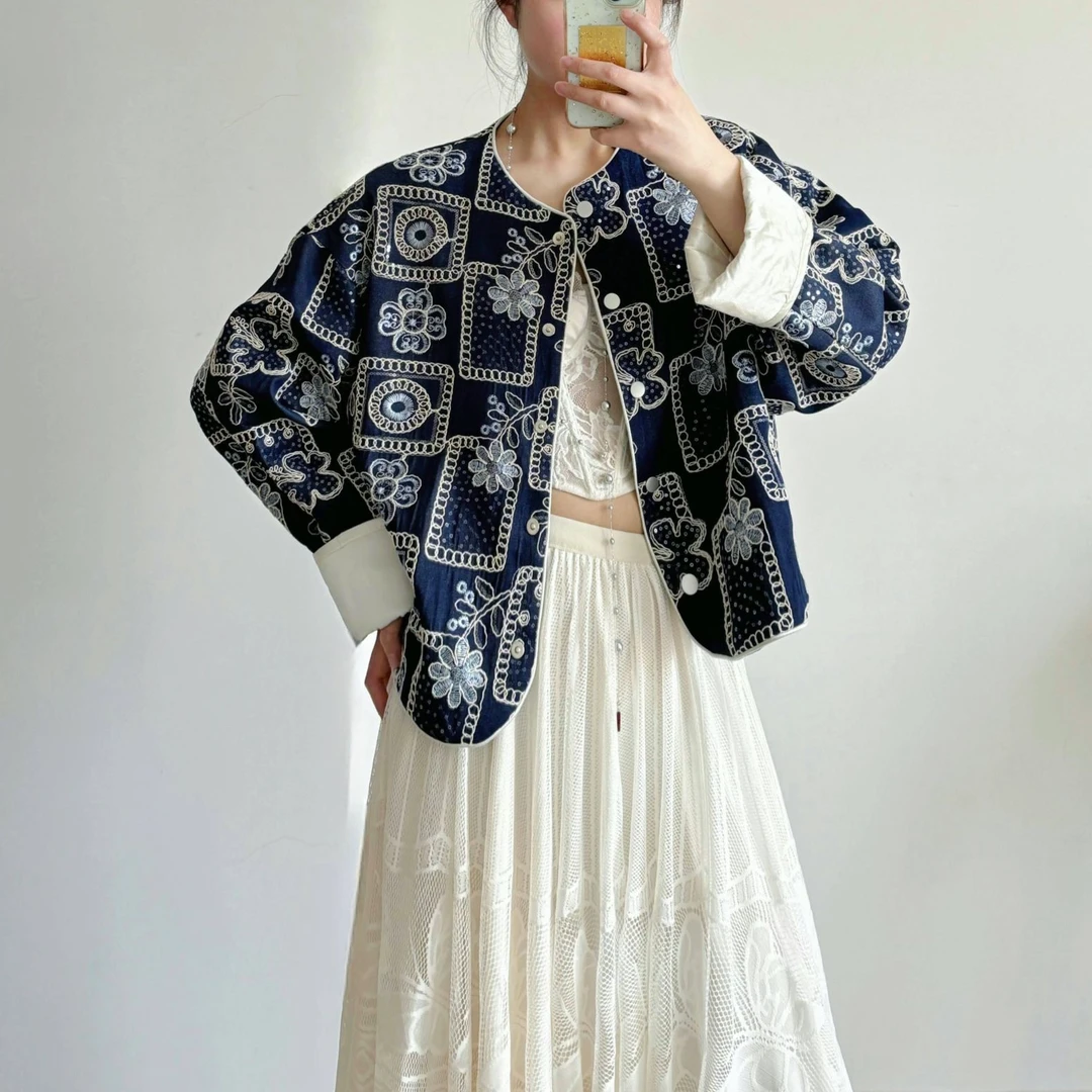 【草述STUDIO品质高货】2025早春新中式重工亮片刺绣高级感国风外套