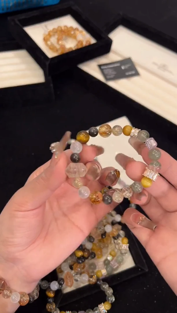 【闪购商品】水晶手链合金黄色多宝手链x1099