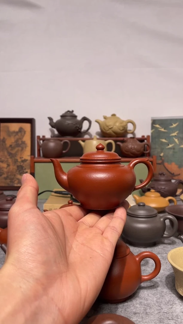 茶壶紫砂朱泥大红袍手工泥 笑樱