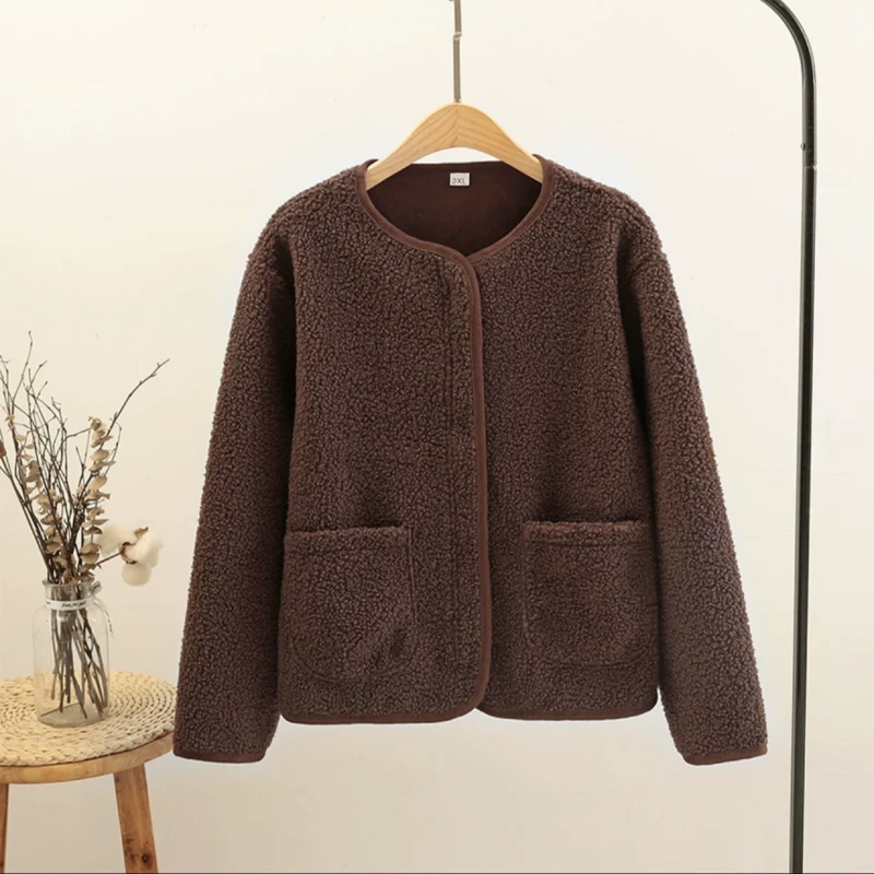 新款春秋季颗粒绒女款外套时尚洋气百搭保暖宽松短款上衣女外套