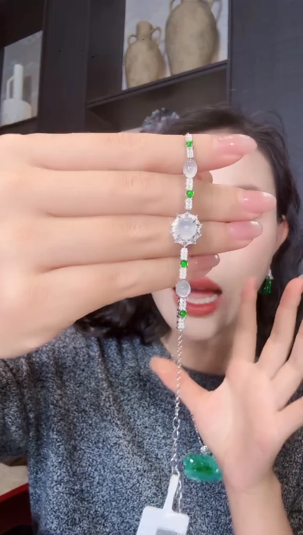 银S925镶嵌手链翡翠手链39（多样性发其一）