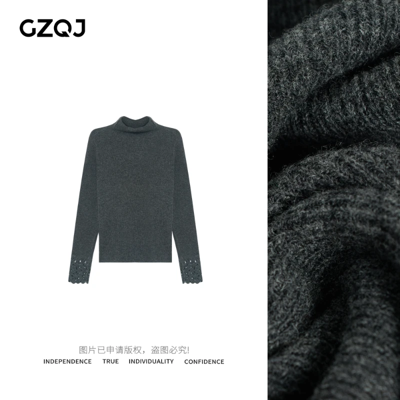 老琴私服【环游日记】高领重工设计感针织衫百搭打底上衣女73539
